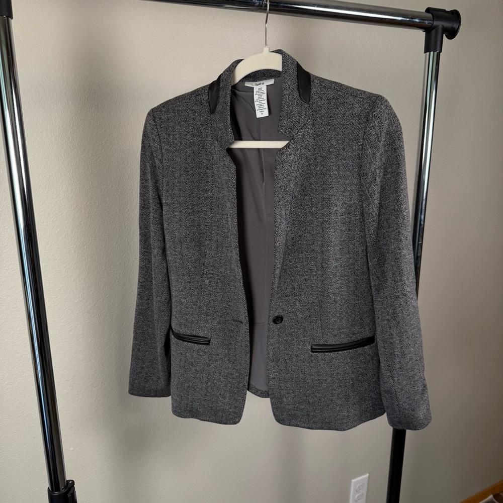 Bar III Charcoal Blazer with Black Trim